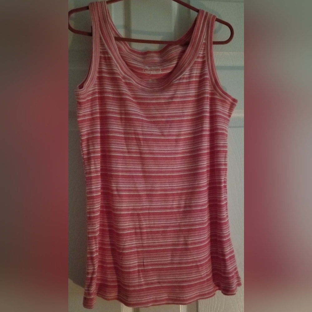 Avenue Red and White Striped Tank Top
